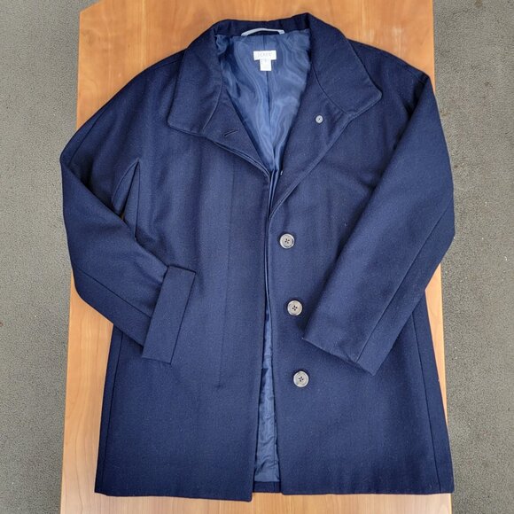 J. Crew Navy Wool Blend Single Breasted Button Front Short Coat - 6 - Picture 5 of 9